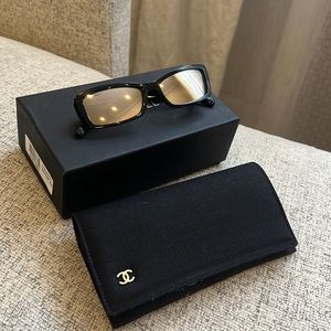 Chanel mirrored rectangle sunglasses